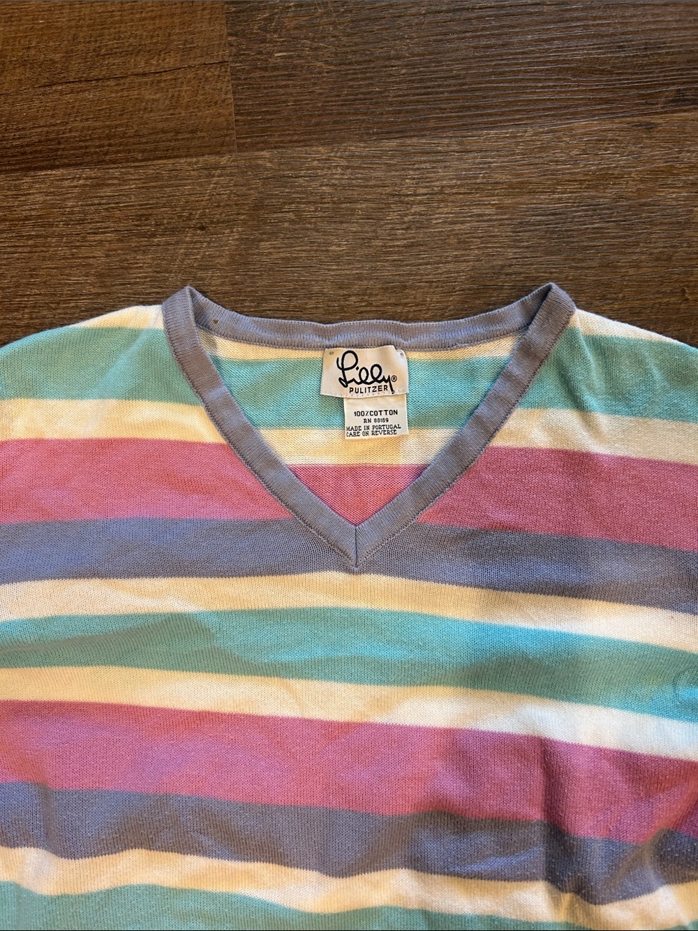 Lilly Pulitzer 2 Pc Set Women’s Pink Palm Wide Leg Pants Striped V Neck Top - Picture 5 of 13